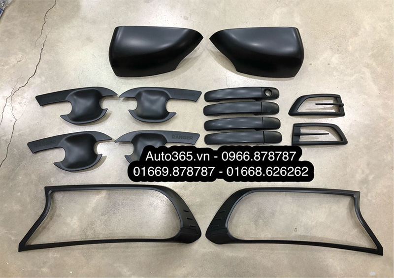 TRỌN BỘ ỐP TRANG TRÍ PHỤ KIỆN ĐEN TRƠN CHO FORD RANGER